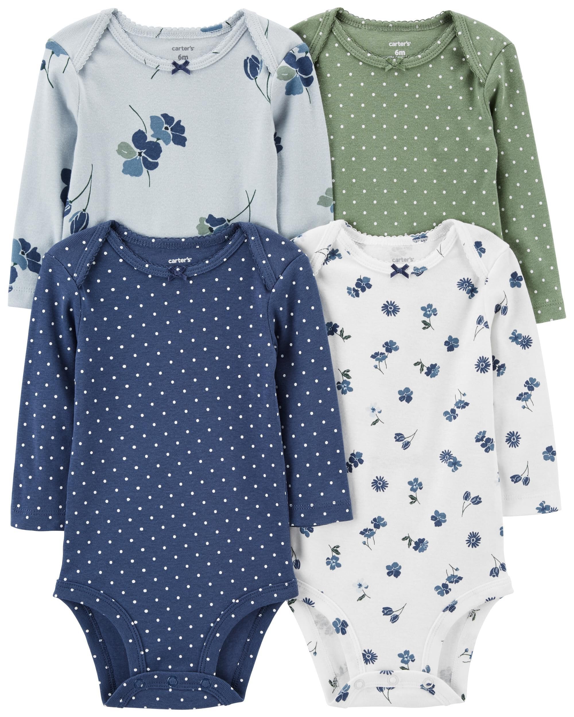 Carter's - Body a maniche lunghe da bambina, confezione da 4