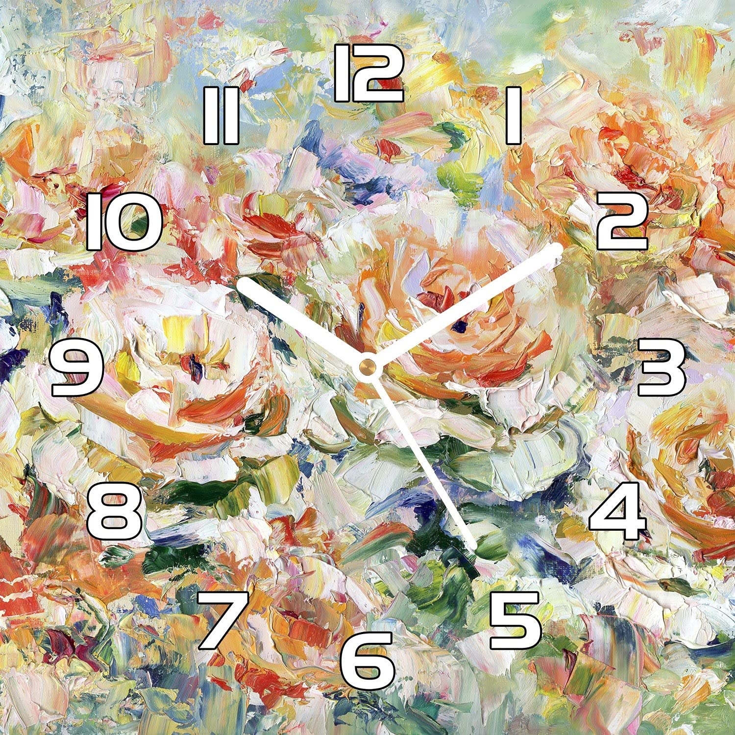 Horloge en verre salon au motif roses romantique pour ambiance cocooning