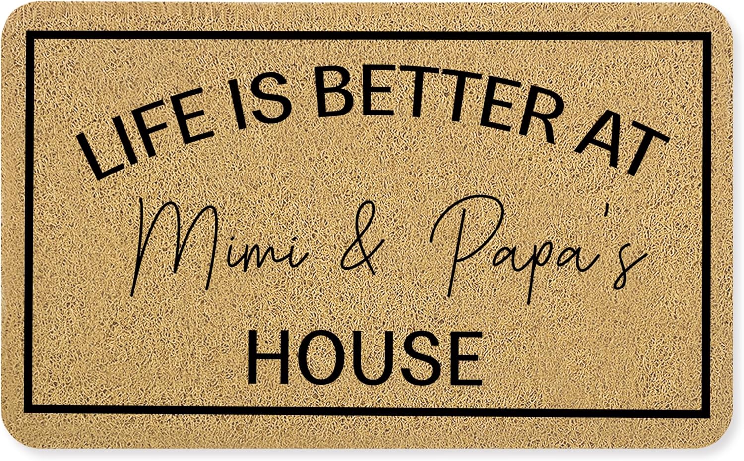 Mimi and Papa Gifts Door Mat, Grandparents Gifts Welcome Mats for Front Door, Life is Better at Mimi and Papa's House Doormat Outdoor Indoor Entrance Entryway, 17x30 Inches