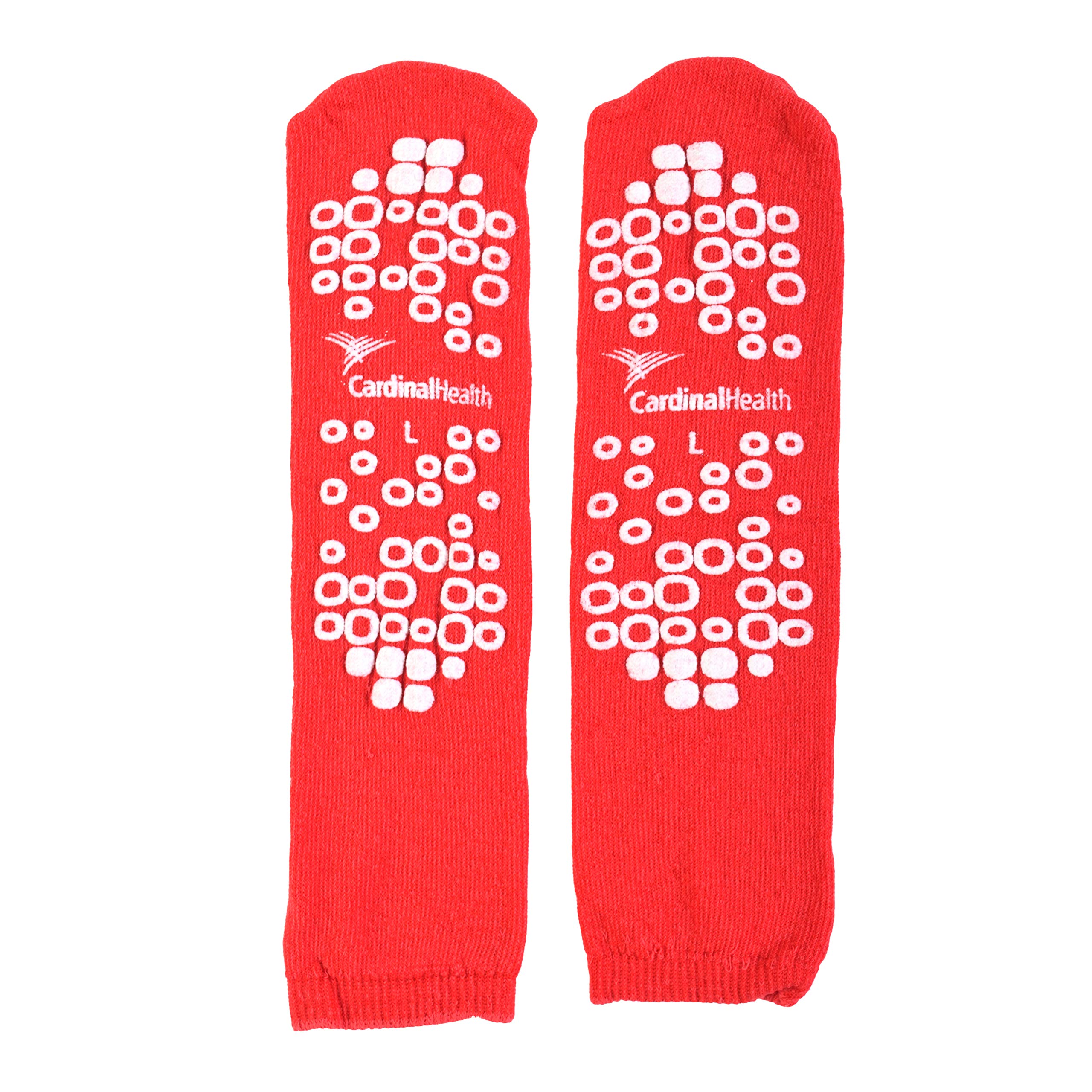 Cardinal Health 68125-RL Terry in Double Tread Patient Safety Slippers, Red, Large, Case of 48 Pairs