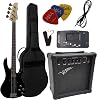 ELEKTROBASS - SET - SCHWARZ - E-BASS - GIGBAG-TASCHE - GURT - VERSTÄRKER 45 WATT - STIMMGERÄT - 3x PLEKTREN - KABEL - VISION SOUND GITARRE - LONG SCALE - JB8BK