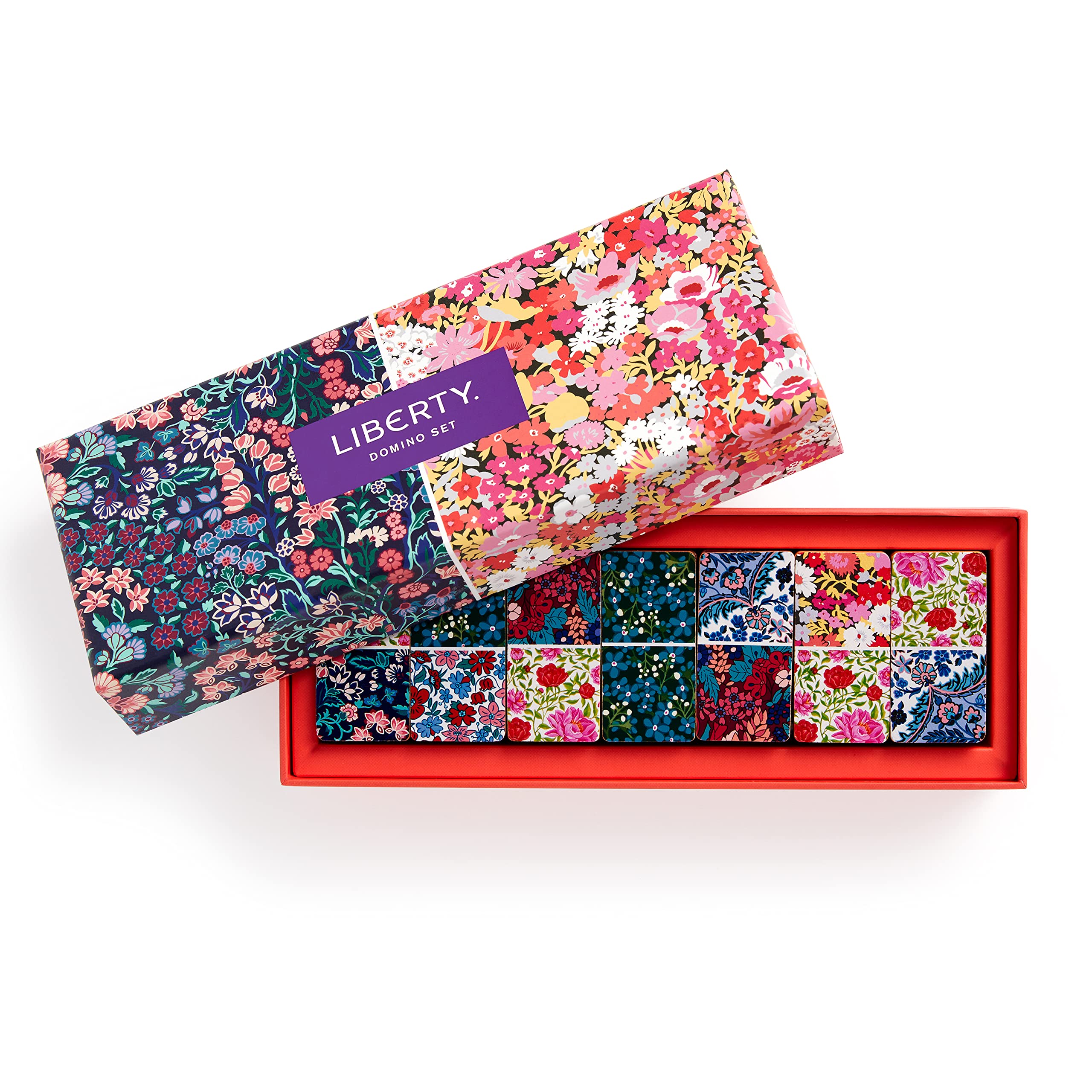 Liberty Floral Wood Domino Set, 9.42 x 3.54 x 1.85 inches - Image 3