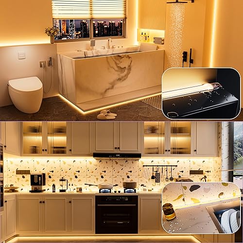 Miniatura 6 de PAUTIX COB - Tira de luz LED CCT sintonizable blanca IP65 impermeable, CRI90+ 24 pies24.6 ft 2700K-6500K regulable 24V LED cinta de luz LED, para