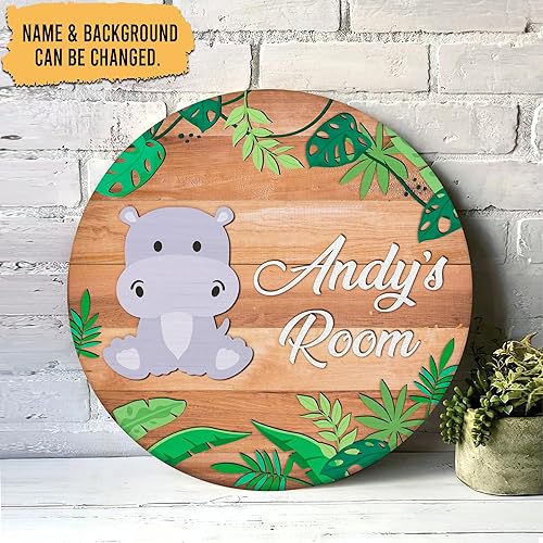Vista 29 de Hyturtle Letrero personalizado de elefante, letrero personalizado de bosque, nombre del niño, letrero de puerta de niños, decoración de pared