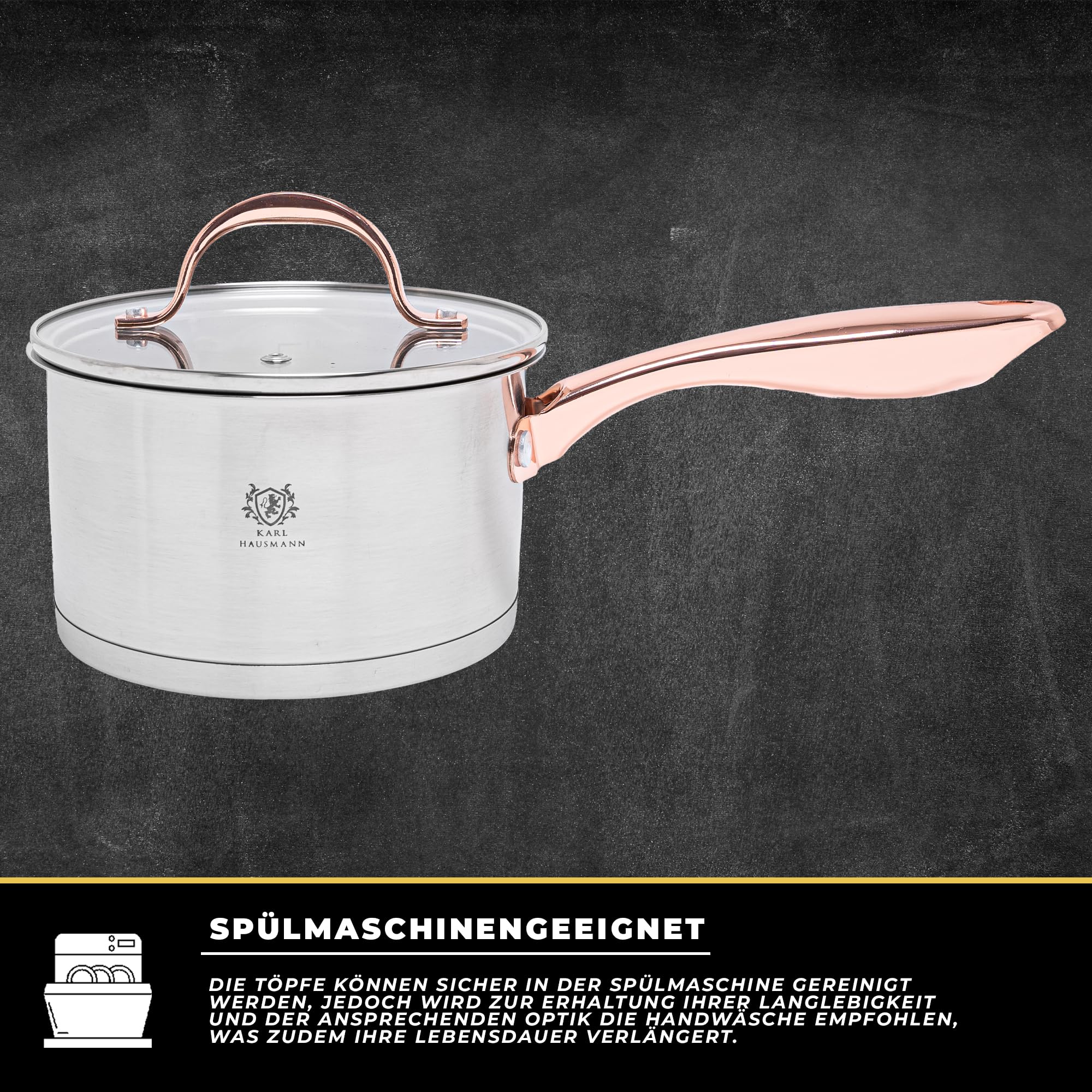 KARL HAUSMANN Topfset Induktion aus Edelstahl, 6-teilig, Kupferoptik