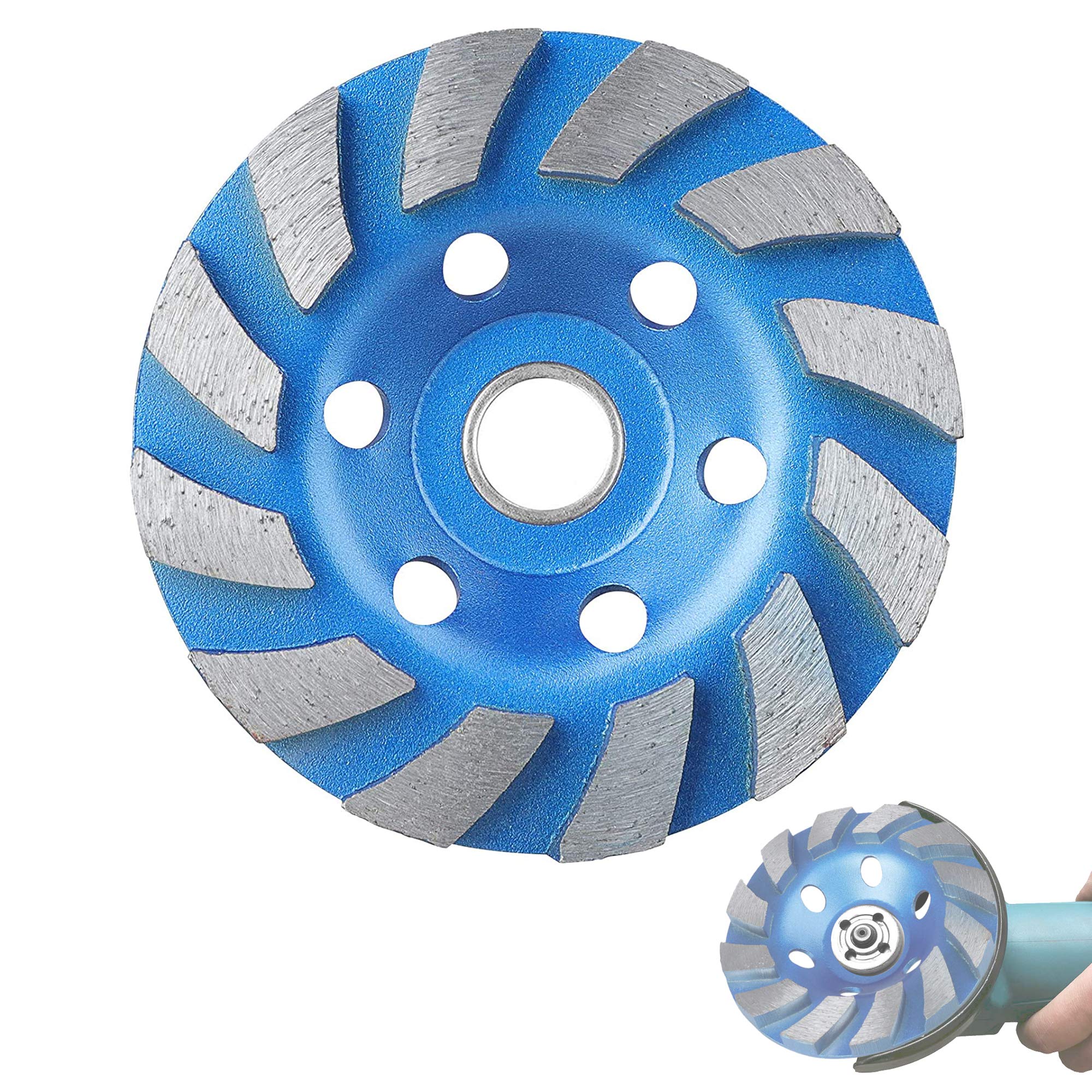 Concrete Grinding Wheel, 4'' Double Row Diamond Cup Surface Grinding Wheel Heavy Duty Turbo Concrete Grinding Wheel Disc for Angle Grinder on Granite, Cement, Marble, Rock, Masonry