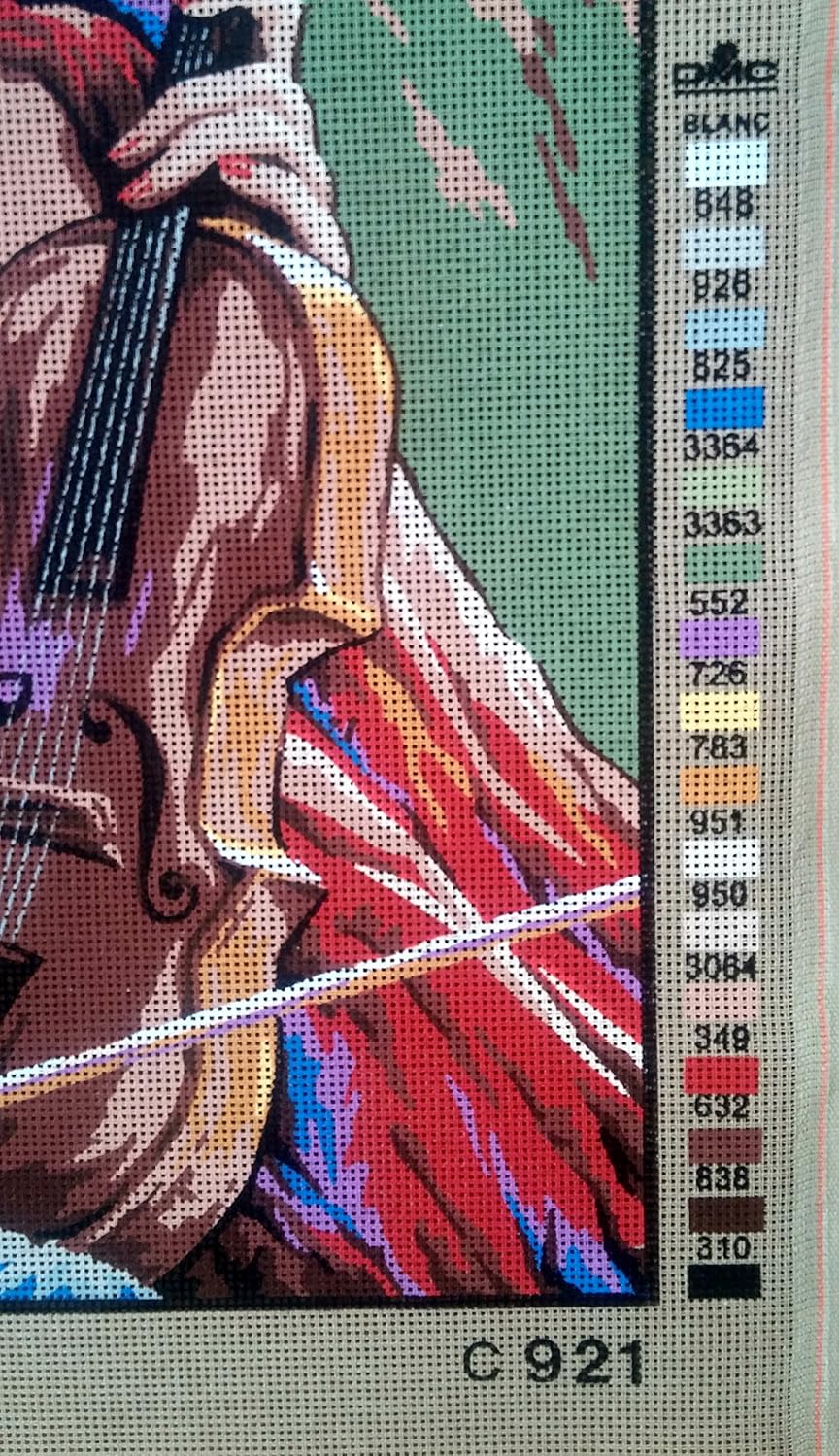 LADY WITH HER VIOLIN NEEDLEPOINT CANVAS FROM DIAMANT #C921 CANVAS ONLY