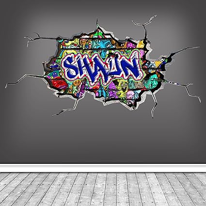 Autocollant Mural Graffiti Personnalisé - Sticker Nom Pour Chambre D’enfant - Style Déco Décalé