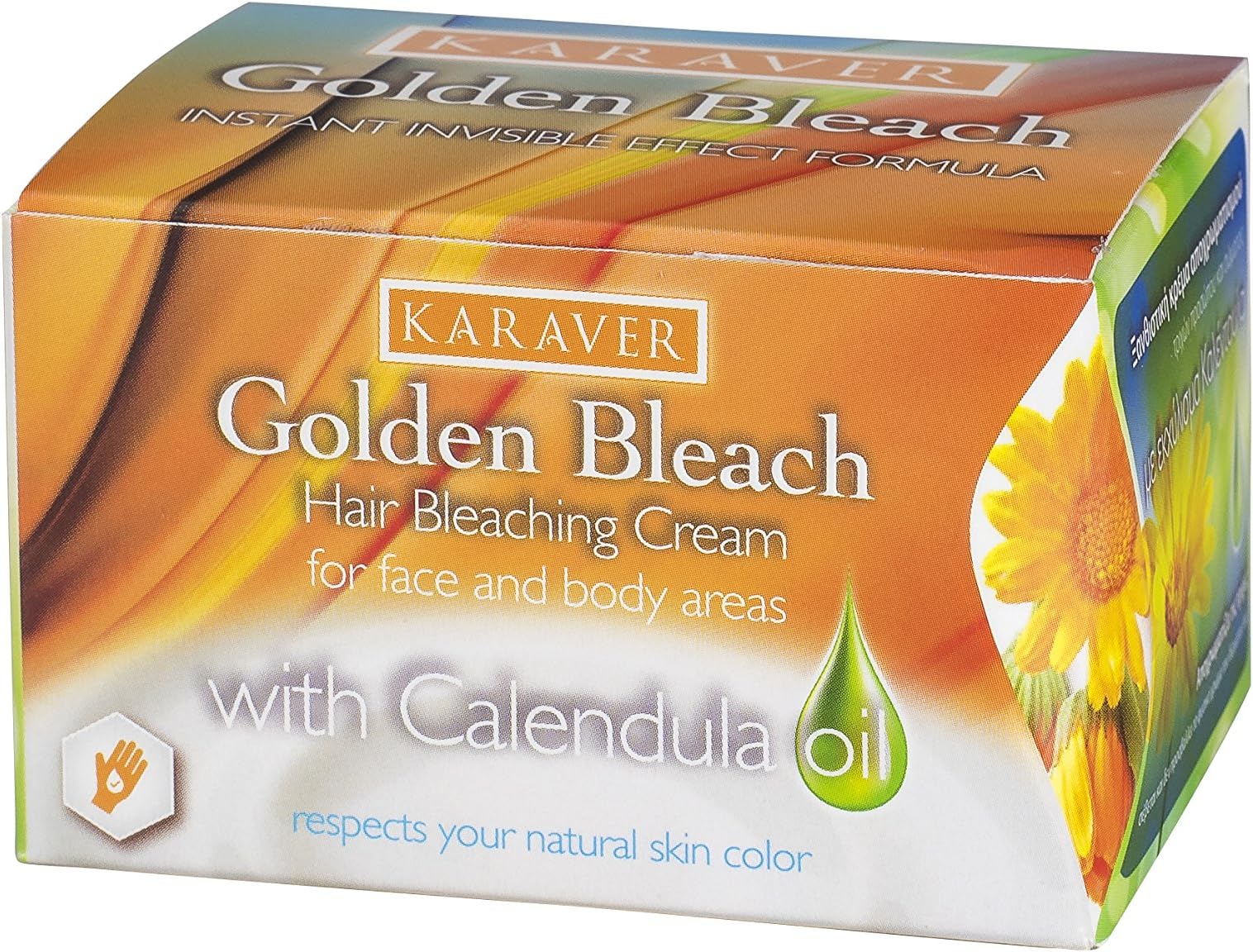 Karaver Cream Bleach - lightens Dark Hair (Calendula Oil Extract, 30g Cream Pot, 7g Accelerator Powder, 2 Spatulas, 1 Instruction Leaflet)