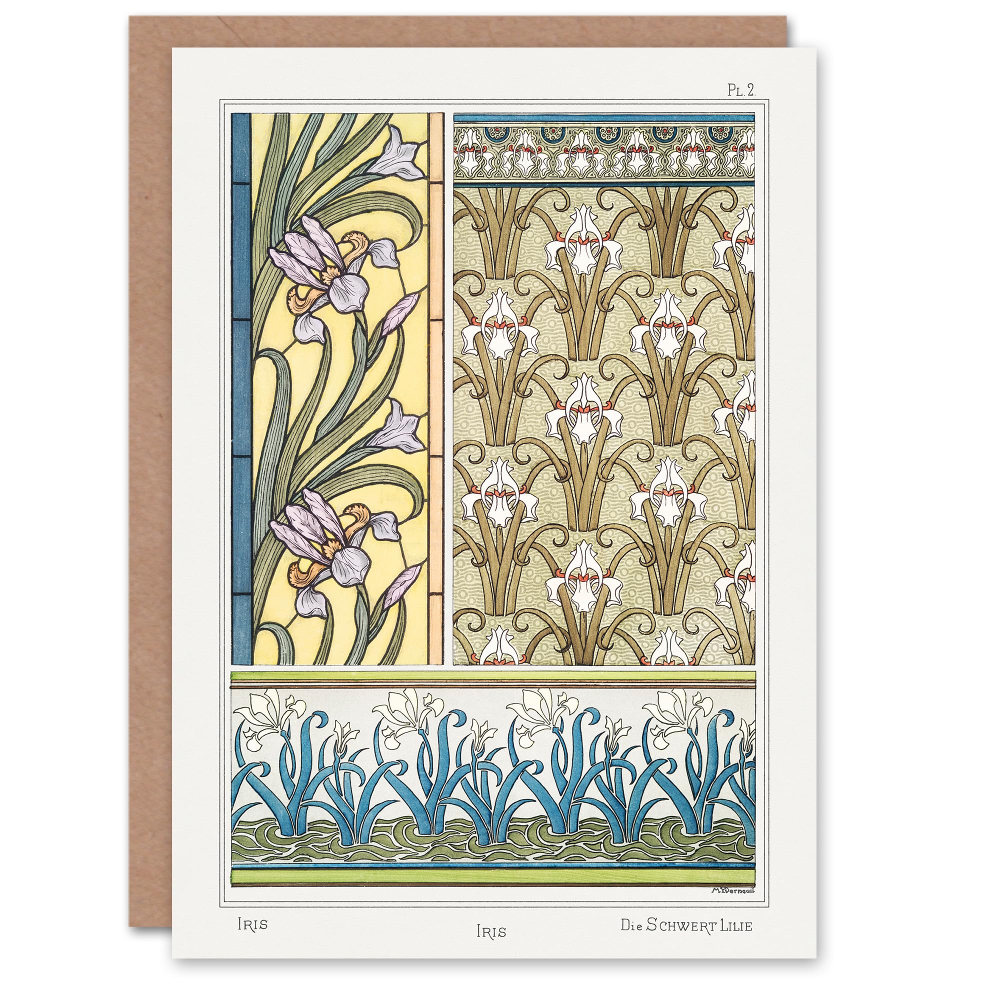 Artery8 Maurice Pillard Verneuil Art Card Iris Floral Patterns