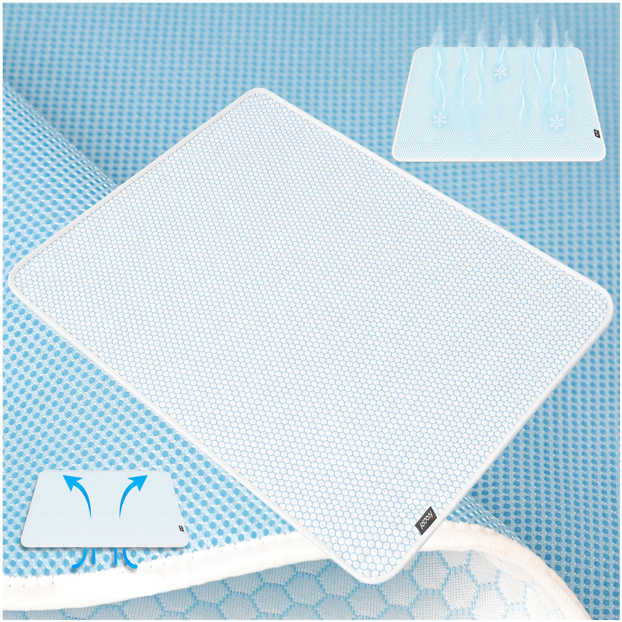 PillowPrim Tapis rafraîchissant imperméable pour chien – Couverture auto-rafraîchissante avec dessous en tissu espacé respirant, facile d'entretien et polyvalent