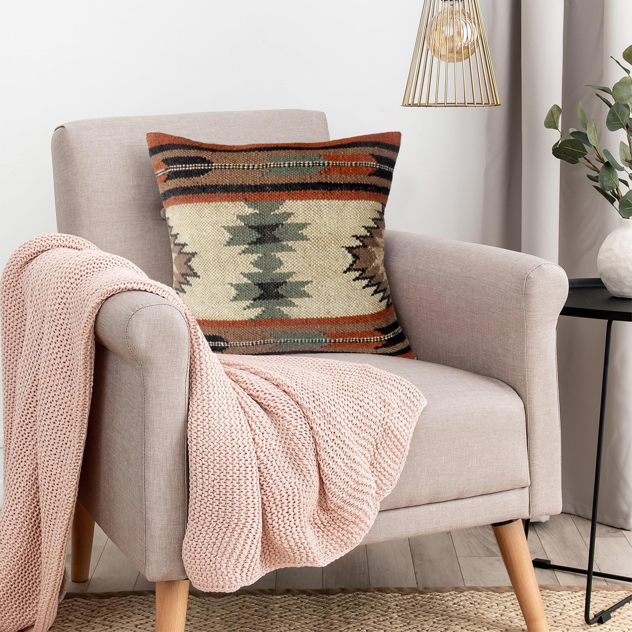 Housse de coussin vintage en laine de jute tissée main pour canapé