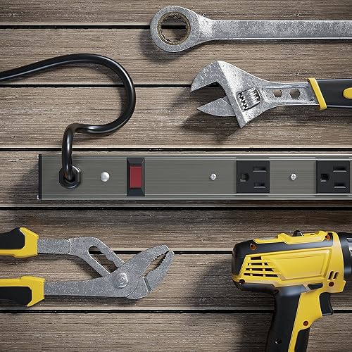 Miniatura 4 de oviitech - Tira de alimentación de enchufe de metal resistente de aleación de aluminio con 8 tomas de corriente, cable de extensión de 6 pies de