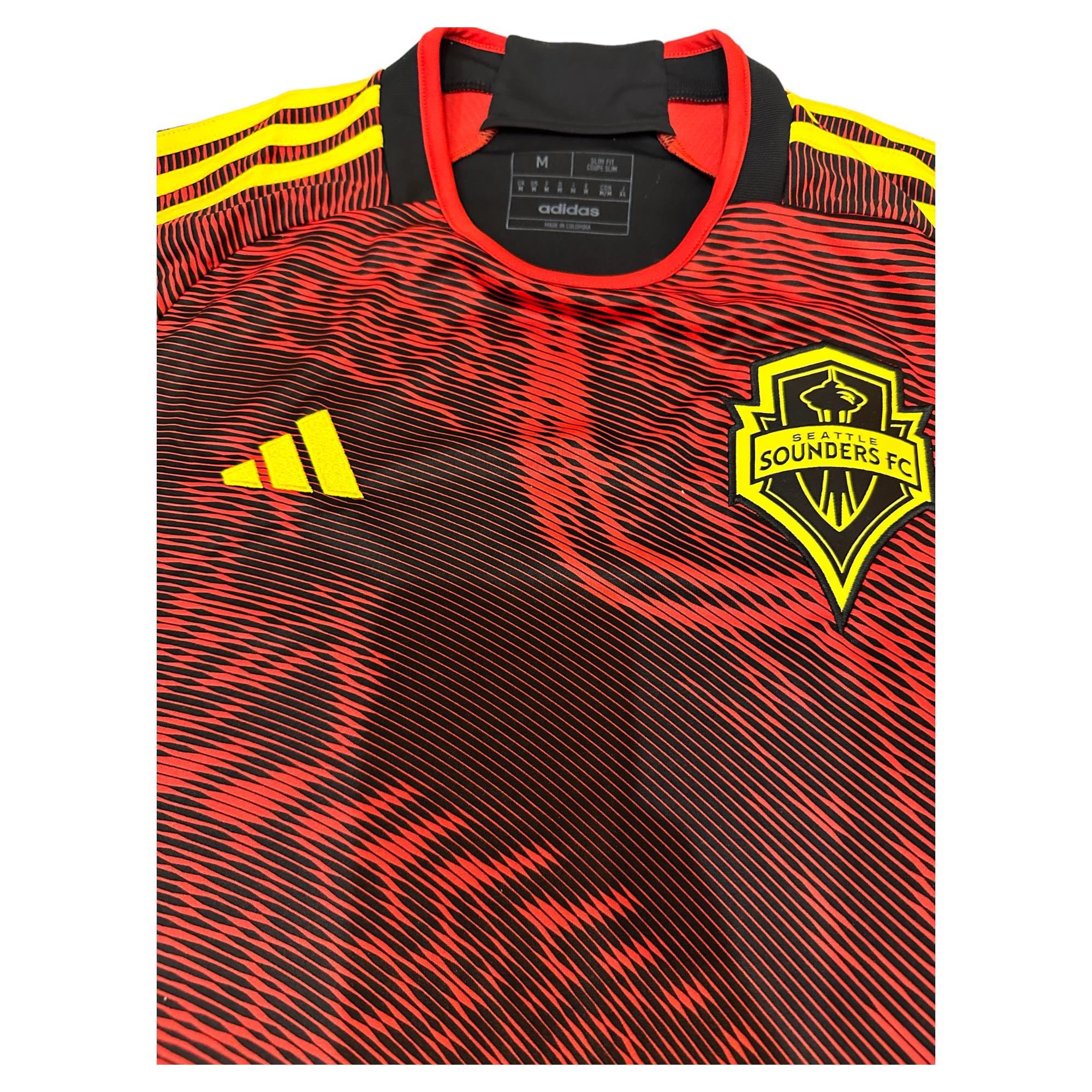 Adidas Men's MLS Seattle Sounders FC x Bruce Lee Aeroready 2023/24 Away Soccer Football Jersey Black/Red/Yellow #131094382 - Size Mens Medium