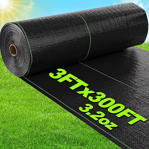 Miniatura 9 de AMAGABELI GARDEN & HOME 5.8oz 5x300ft barrera de malas hierbas tela resistente cubierta de tierra tela geotextil tela duradera cubierta de entrada