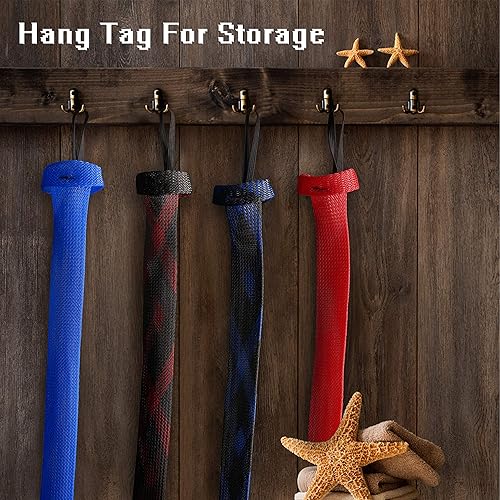 Miniatura 6 de Funda para caña de pescar – Paquete de 4 calcetines de manga de caña con cordón para mosca, spinning, casting, pesca en el mar