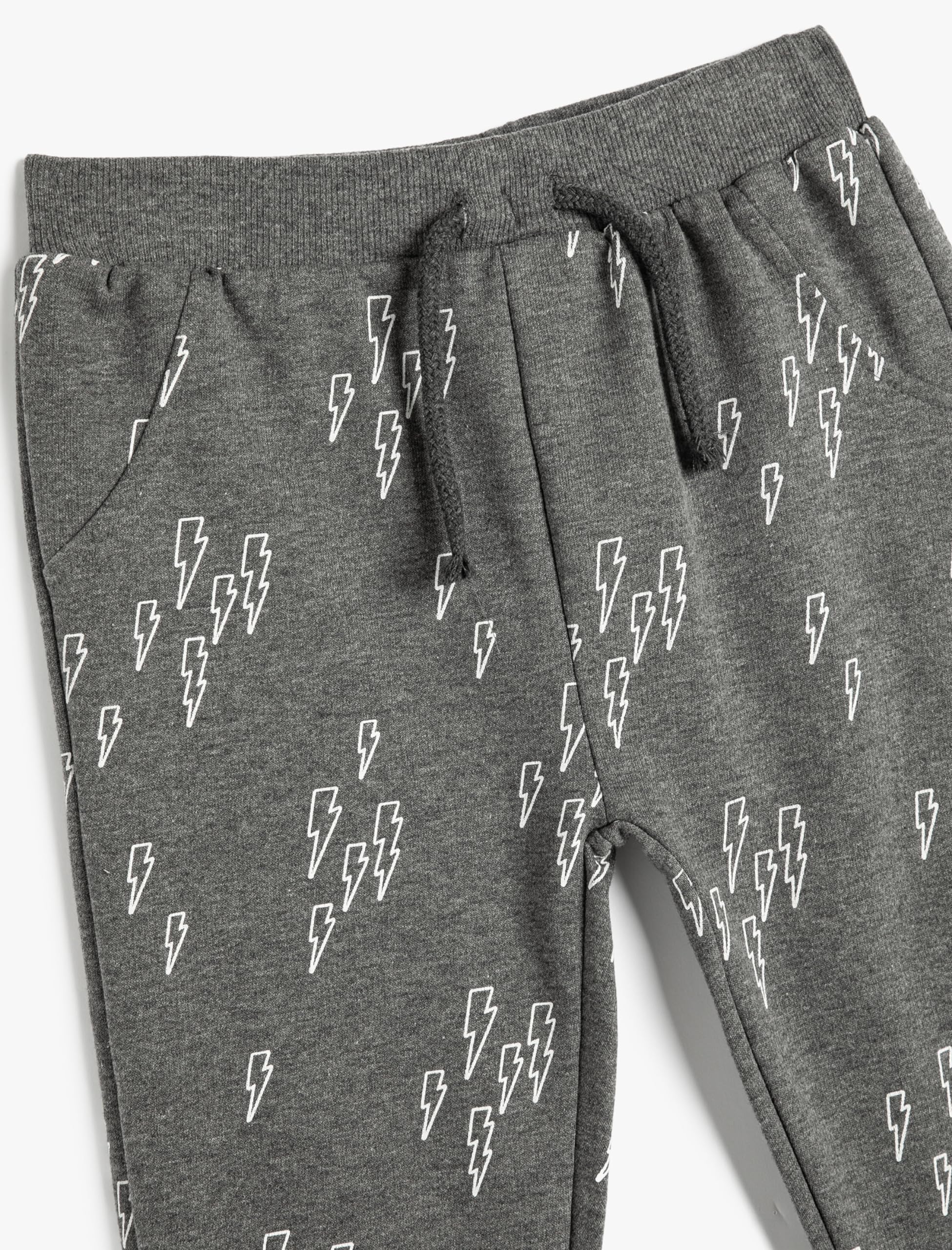 Koton Jogger Sweatpants Lightning Printed Elastic Waist Brushed Interior Cotton Pantalones de chándal, Grey Design(9D1), 2-3 Años para Niños