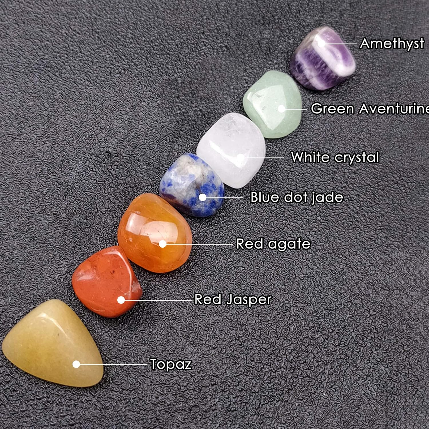 Premium Healing Crystals Kit in Gift Box,7 Chakra Set Tumbled Stones ...