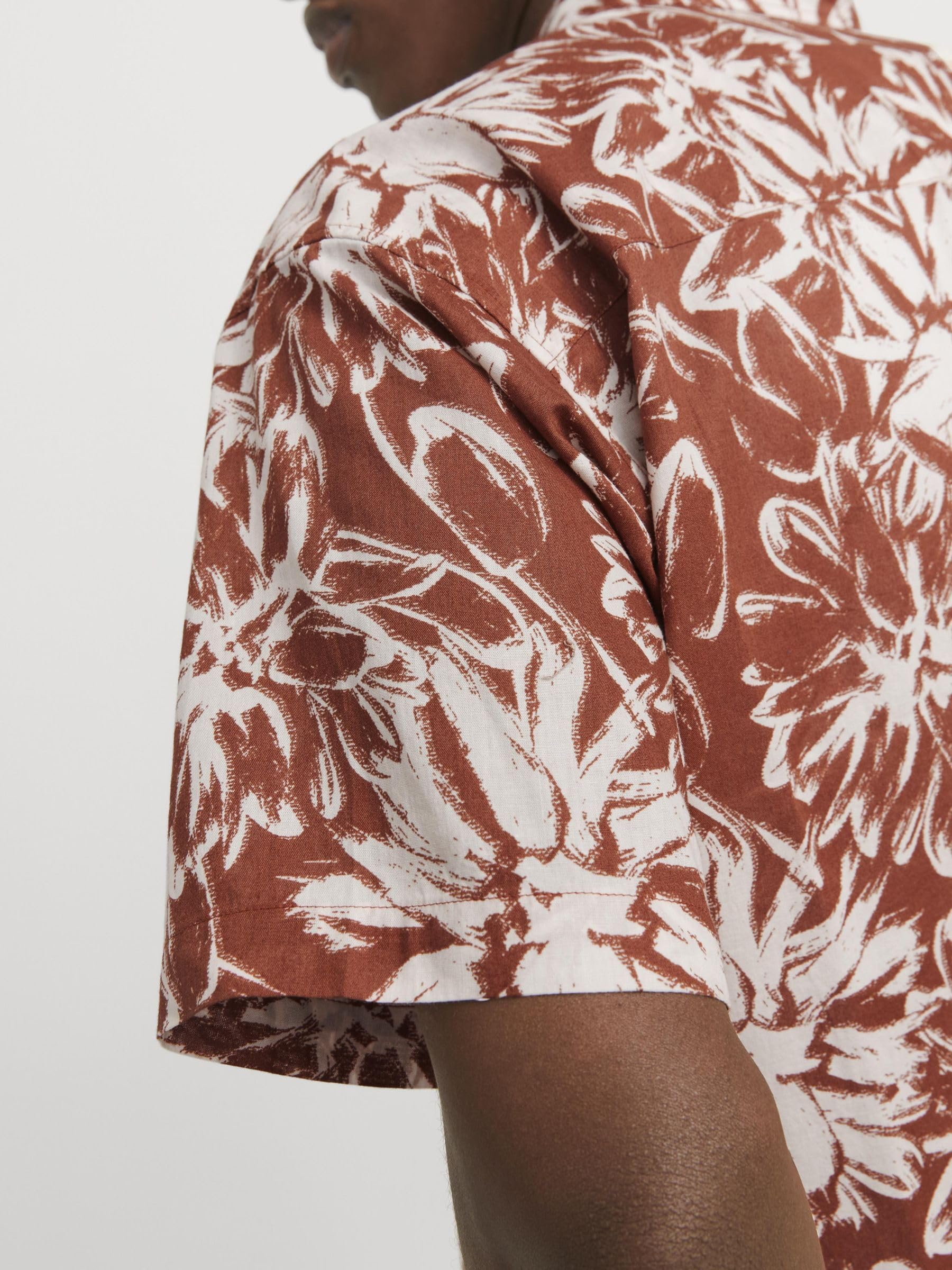 JACK & JONES Jorjoshua Split Aop Shirt Ss męska, Cloud Dancer, M