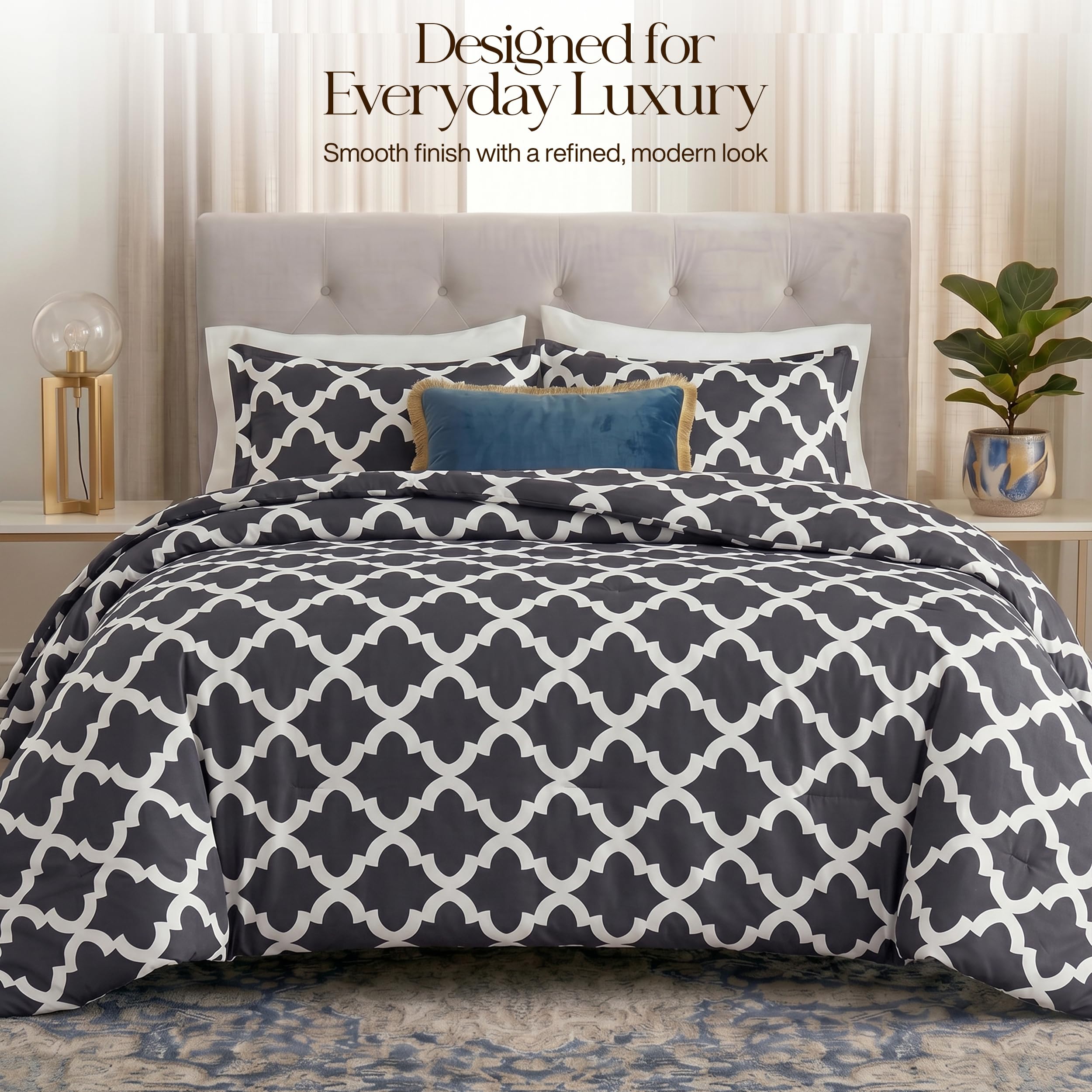 Utopia Bedding Juego de edredón King (Gris) con 2 Fundas de Almohada, Juegos de edredón de Cama, edredón Alternativo de plumón, Suave y cómodo, Lavable a máquina