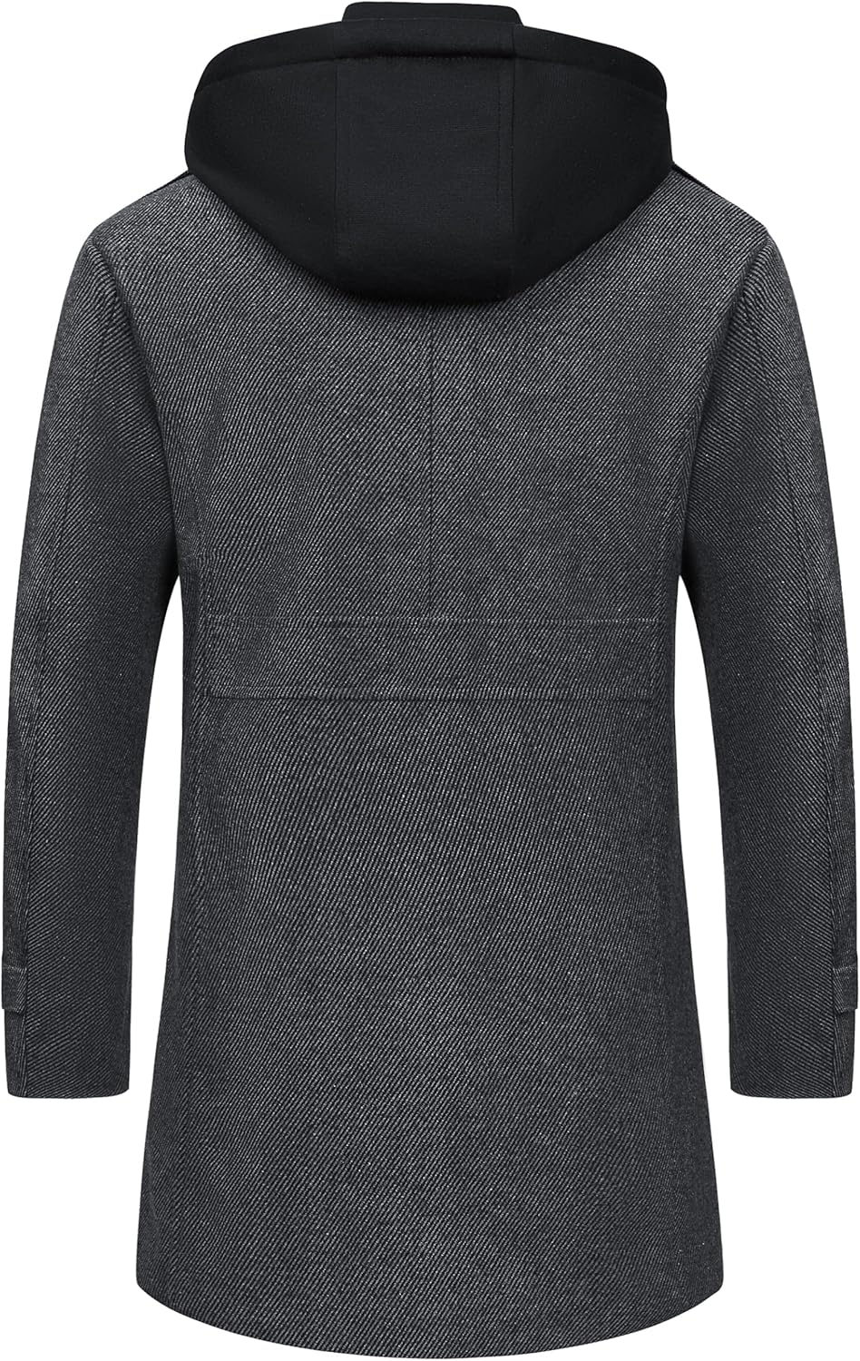 CREATMO US Men's Classic Pea Coat Wool Blend Trench Coat Windproof Business Overcoat With Detachable Hood - Image 3