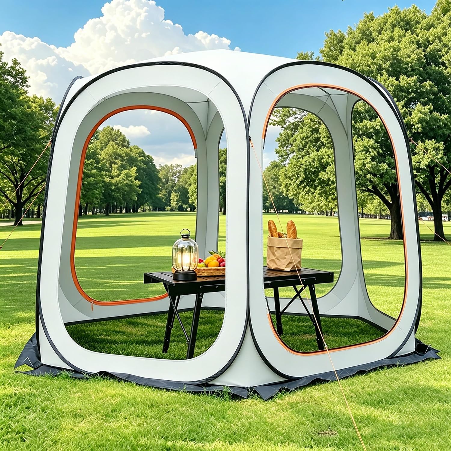 Pop Up Screen House Tent with Mosquito Netting, Portable Screen Canopy Tent Shelter, 10 x 10 FT Instant Screen Gazebo UPF 50+ Sun Protection for Patio Backyard Camping