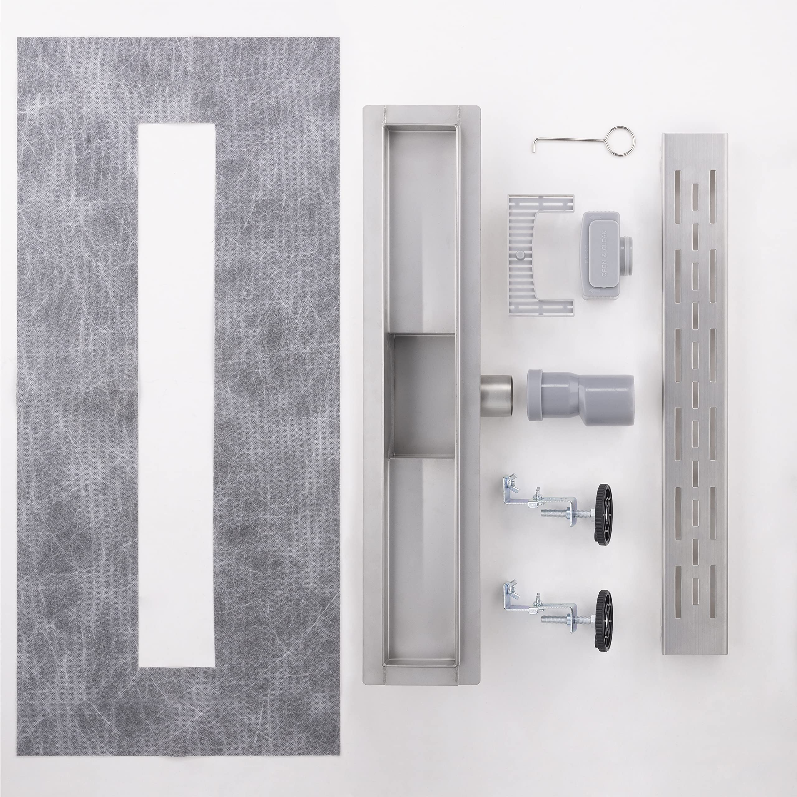 Caniveau extra plat pour douche italienne avec grille de finition inox longueur 60 centimètres - Avec siphon anti odeur et filtre pour cheveux NOYON & THIEBAULT