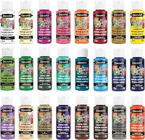 DecoArt Crafter’s Acrylic Paint Set, 24 (2 fl oz/59 ml) Assorted Matte Finish Colors, DIY Arts And Crafts Acrylic Paint, 48 Fl Oz(Pack of 1)