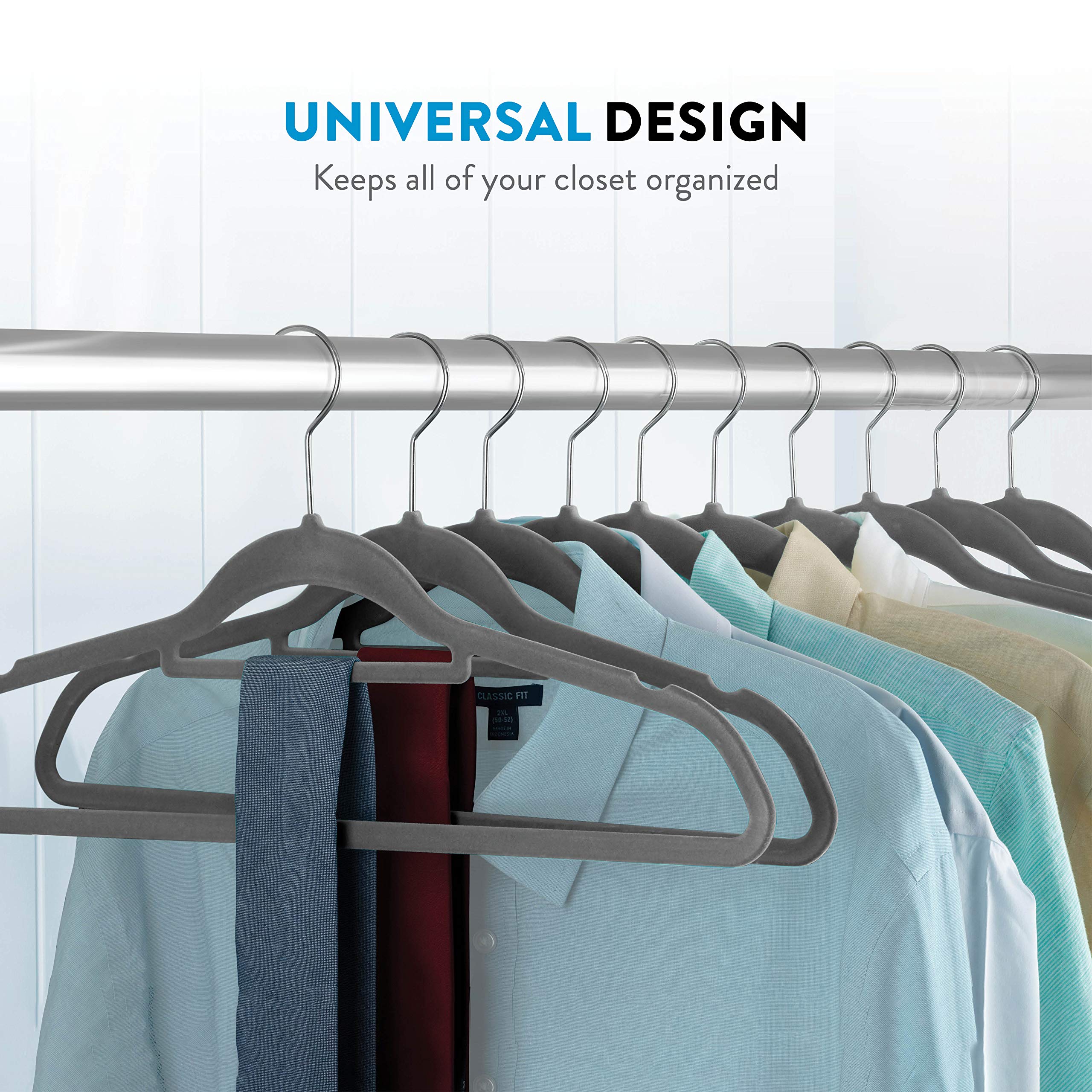 Premium Velvet Hangers with Tie Bar 20-Pack Slim Space Saving Coat Hanger Non Slip Wardrobe Hangers, Clothes Hangers 360° Swivel Hook, Suit, Shirt Dress & Trouser Hangers - Thin Flocked Felt Hangers