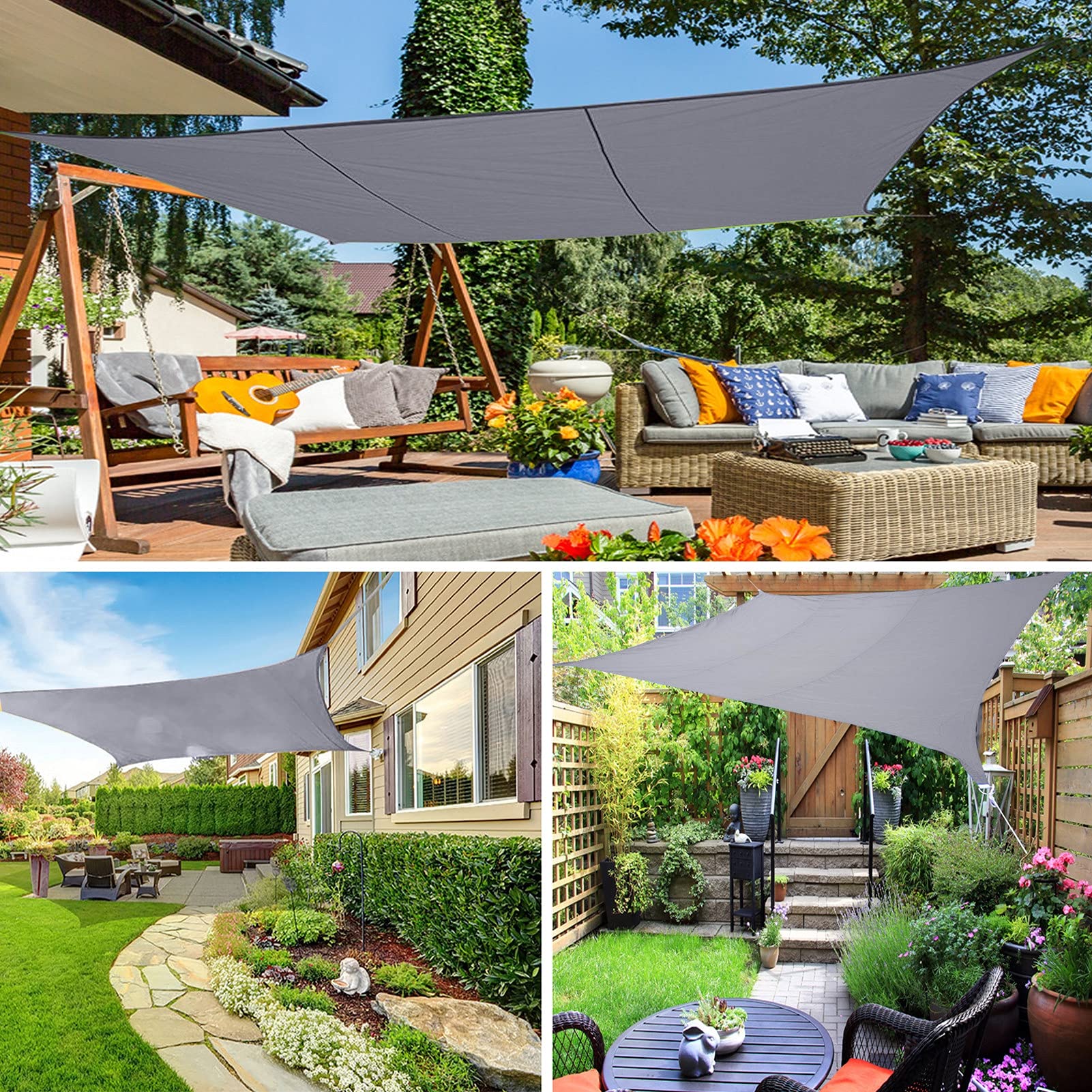 SunSail 2 x 1,8 m impermeabile grigio rettangolare 95% UV Pction traspirante baldacchino esterno per giardino, barbecue, piscina, feste, patio, tenda perfetta per l'estate