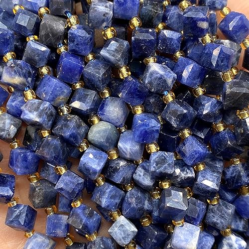 Miniatura 4 de ABCGEMS - Cuentas de sodalita azul marino africano (una técnica de corte revolucionaria aporta un aspecto más dinámico a un cubo tradicional) cubo