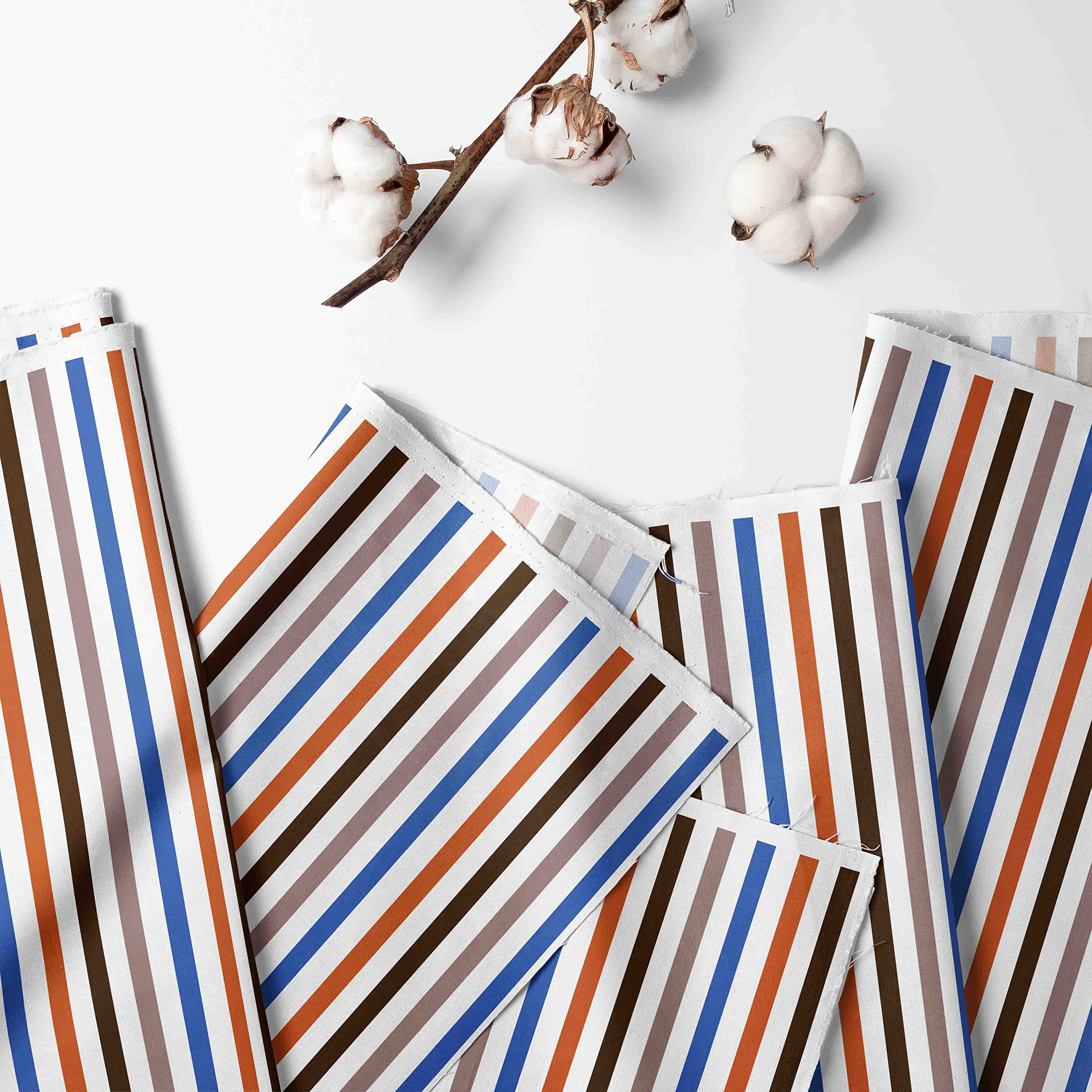 bacati sábanas ajustables para cuna, mod rayas azul/naranja/chocolate (Pack de 2)