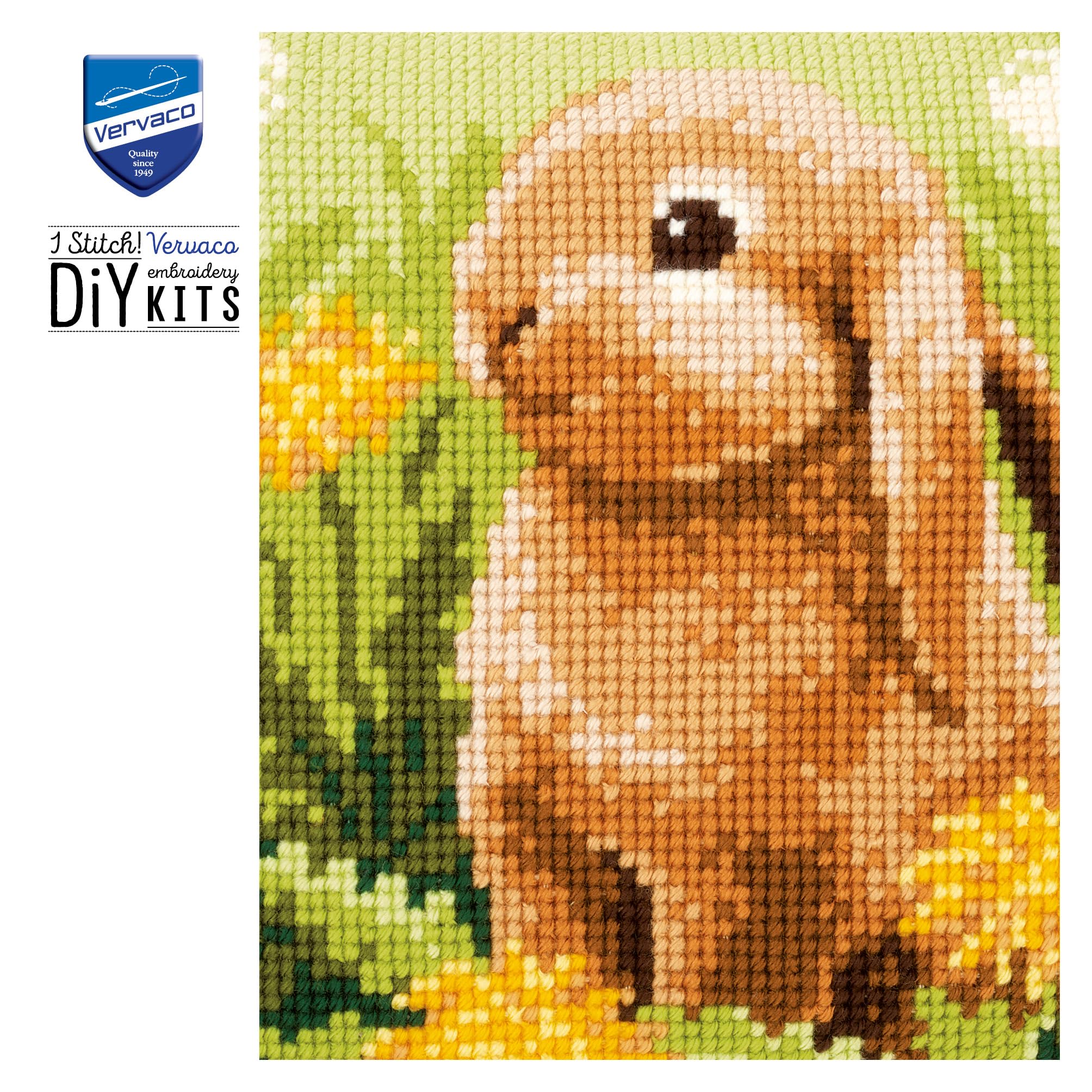 VERVACO Kit Cuscino Punto Croce Piccola Lepre Set Ricamo Principianti Cuscini Gobelin Decorativi ca. 40 x 40 cm Accessori per Lavoretti Creativi DIY Casa Decor Hobby Adulti Cross Stitch