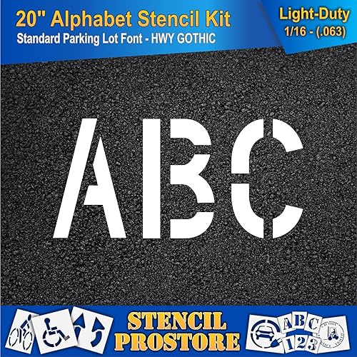 Miniatura 4 de Juego de plantillas para pavimento de 20 pulgadas, kit de plantillas de alfabeto (29 piezas) - 20 x 12 x 116 pulgadas (63 mil) - ligeras