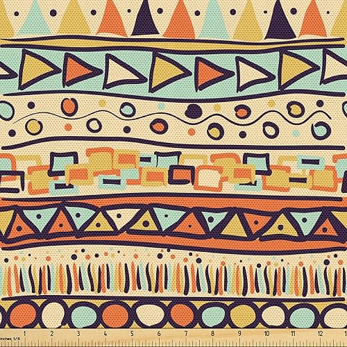 ABAKUHAUS Primitif Tissu au Mètre, style mexicain, Tissu en Polyester Décoratif 