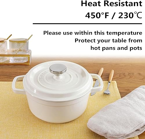 Miniatura 4 de Juego de 4 manteles individuales de tela de Home Brilliant, manteles individuales de lino, lavables, resistentes al calor, para mesa de comedor,