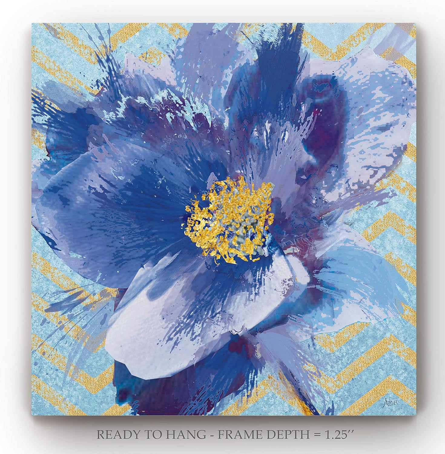 Renditions Gallery Abstract Wall Art, Wall Décor Canvas, Animals, Flowers, Coastal, Geometric, and Vibrant Colors, Ready to Hang - Chevron Power II 16X16