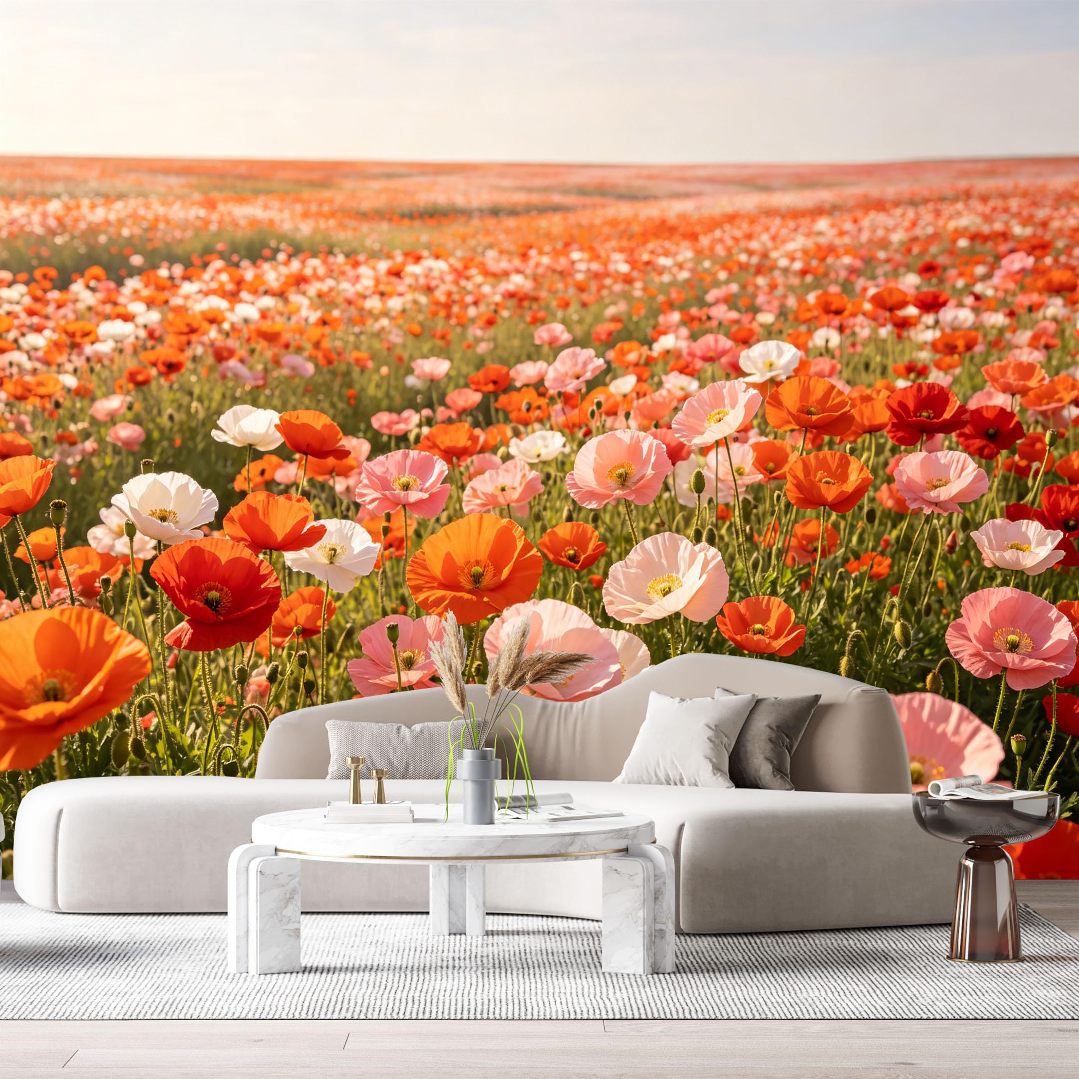 Custom Size Wall Murals Blooming Field Botanical Watercolor Floral Meadow SelfAdhesive Wall Fabric Removable Large Wallpaper for Photo Living Room
