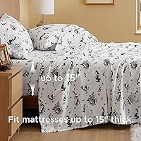 Vista 5 de Bedsure Sábanas de 100% algodón, juego de sábanas tamaño individual, ultra suave y cómodo, sábana individual de algodón con bolsillo profundo