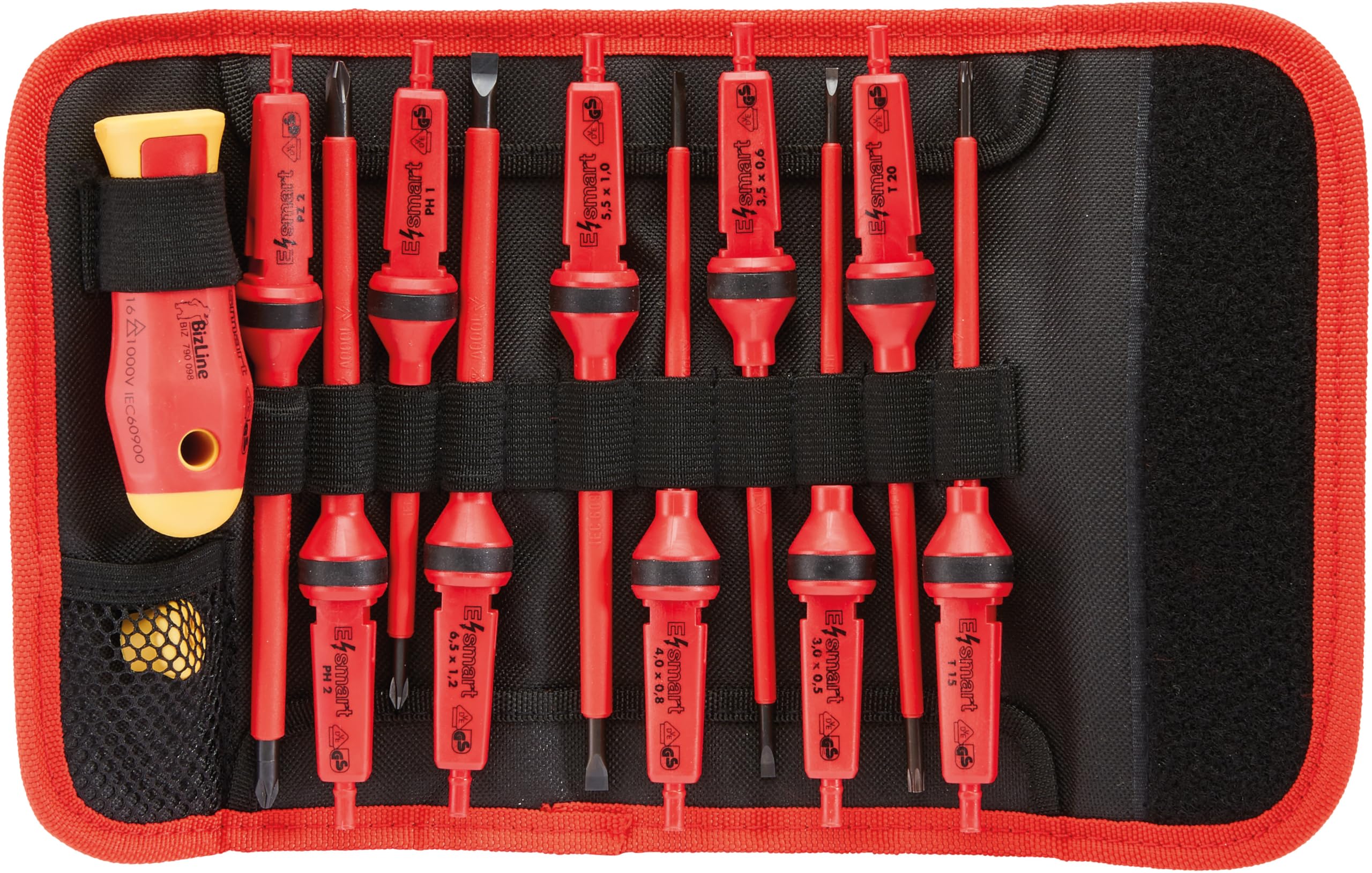 kit tournevis - isolées 1000v - manche + 10 lames intercheangeables - bizline 790098