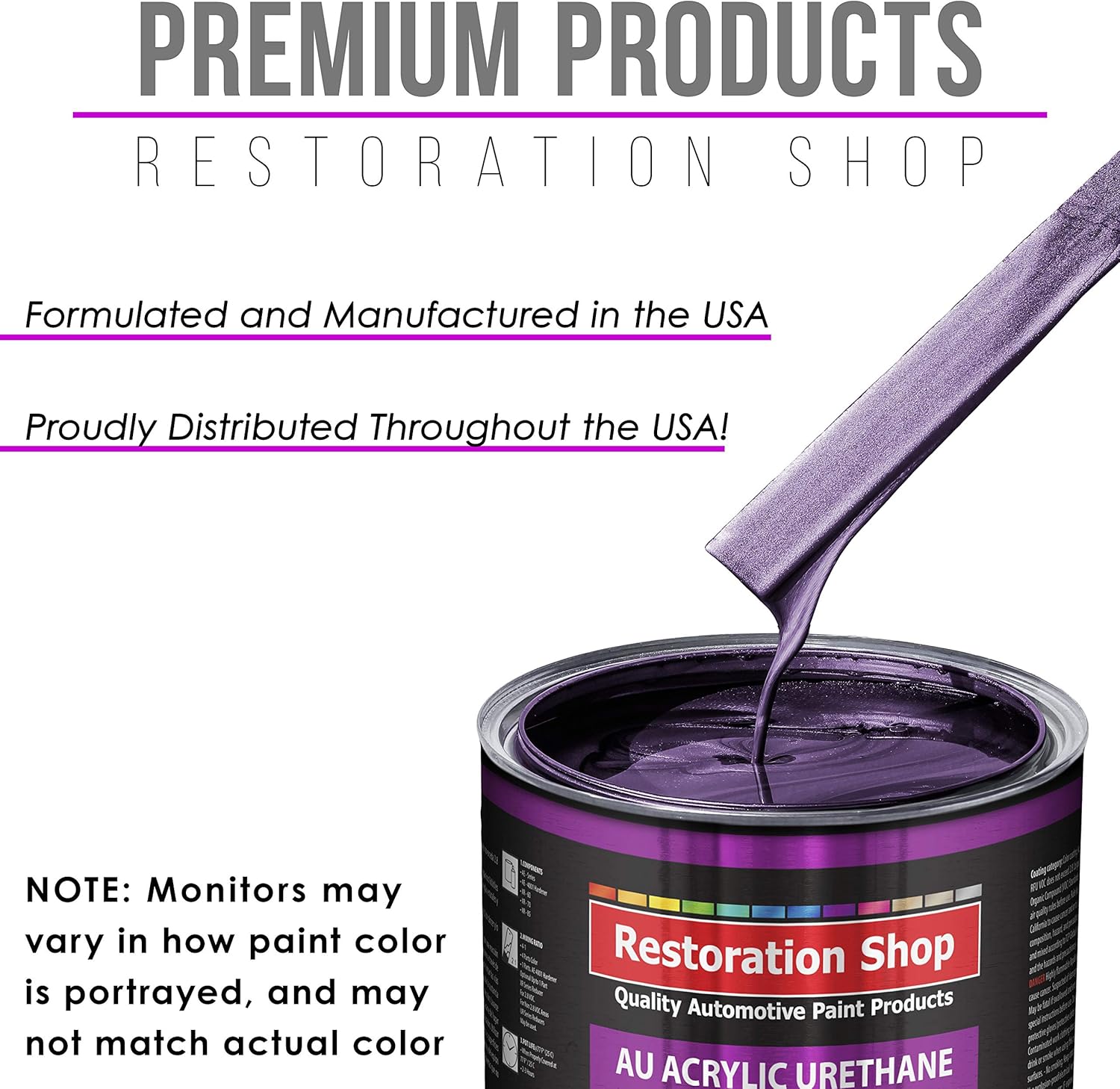 Restoration Shop - Plum Crazy Metallic Acrylic Urethane Auto Paint - Complete Gallon Paint Kit - Professional Single Stage High Gloss Automotive, Car, Truck Coating, 4:1 Mix Ratio, 2.8 VOC