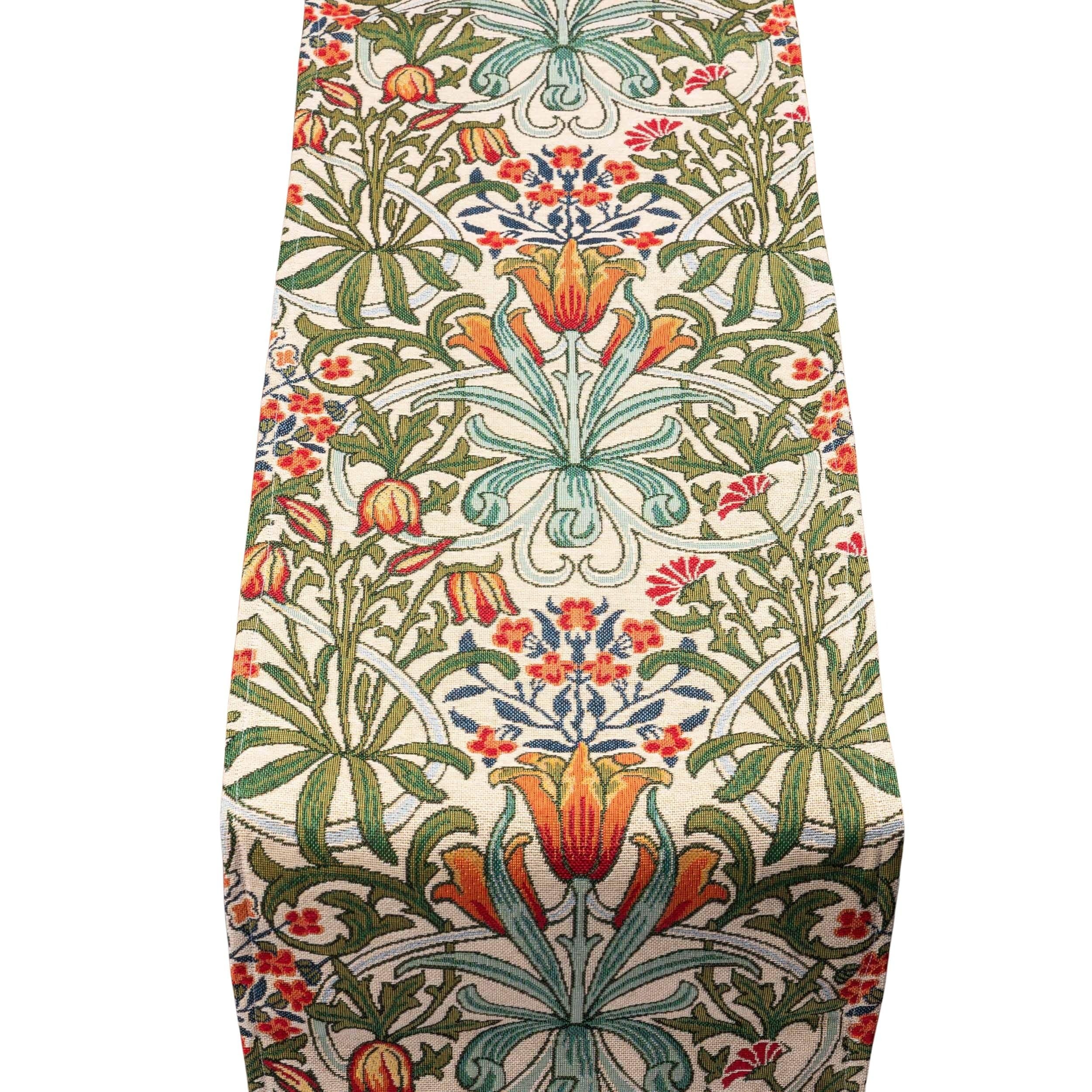 William Morris Woodland Weeds Tapestry Table Runner. Botanical Willow Tree Garden Inspired Design. Available in Two Sizes (30cm x 230cm)