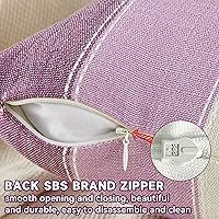 Vista 23 de AmHoo - Juego de 2 fundas de almohada decorativas para casa de campo, a rayas y a cuadros, juego de fundas de almohada de algodón y lino para sofá