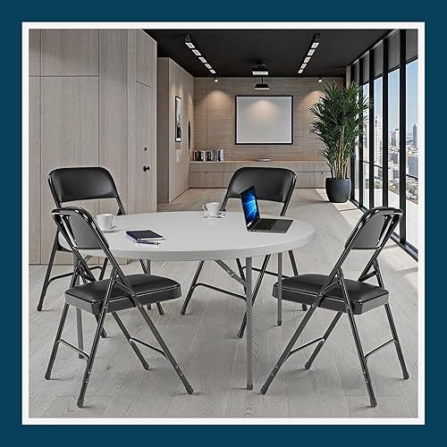 Miniatura 52 de OEF Furnishings Paquete de 4 sillas plegables acolchadas de vinilo de alta calidad, color gris, ideales para el hogar, la oficina o los eventos