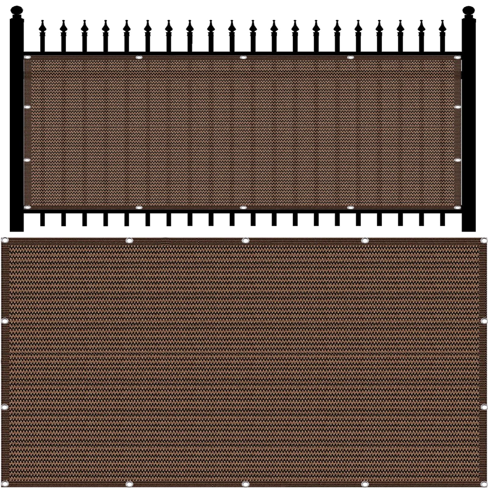 Zasłona Balkonowa 90 x 200 cm Z HDPE 220G M², Ochrona Przed Promieniowaniem Uv, Odporna Na Rozdarcia, Ogrodzenie Zewnętrzne, Okładzina Balkonowa, brązowy
