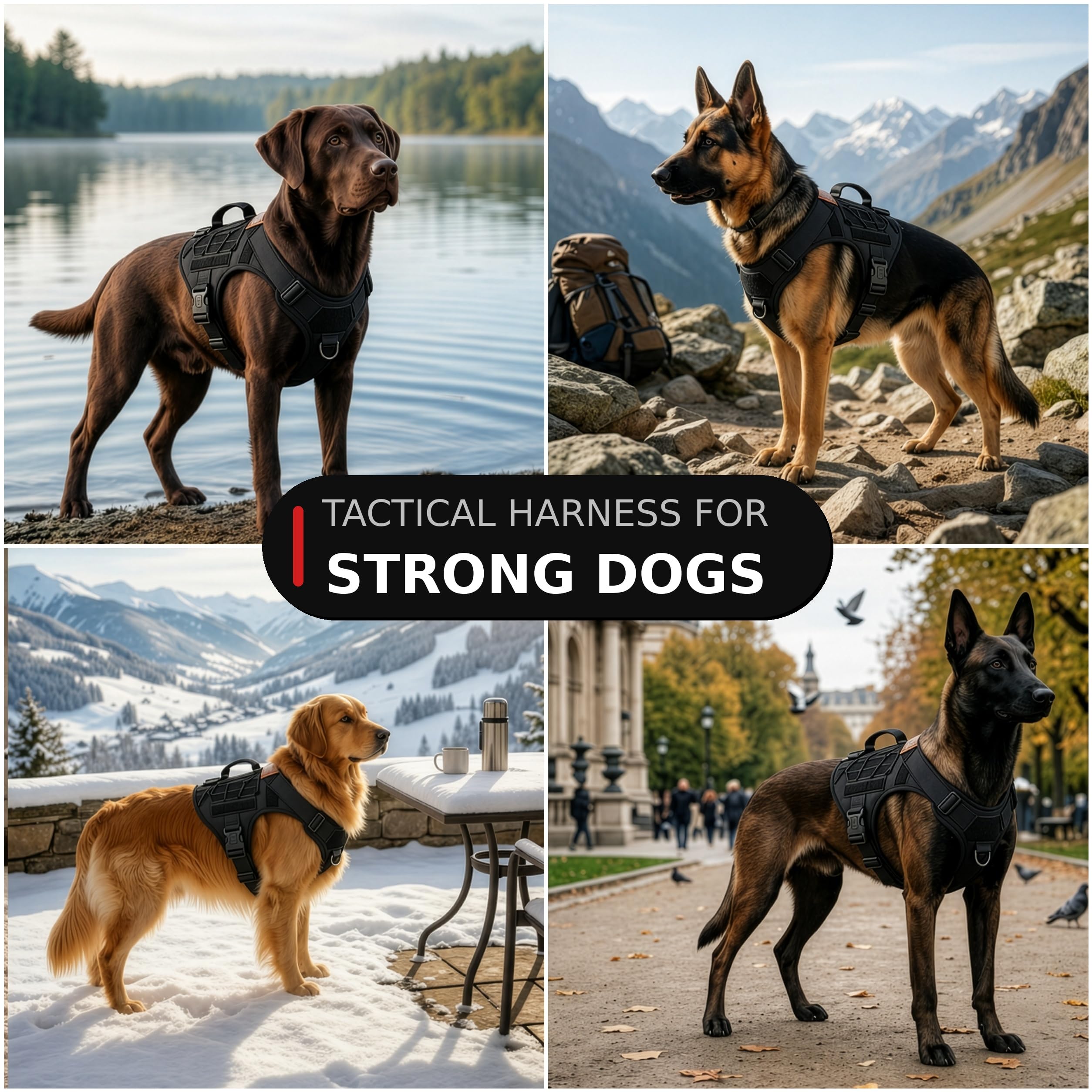 ALBCORP Arnés táctico para Perro Alcorp, Chaleco de Entrenamiento Militar K9, arnés para Perros de Trabajo, para Perros medianos, Grandes y XL