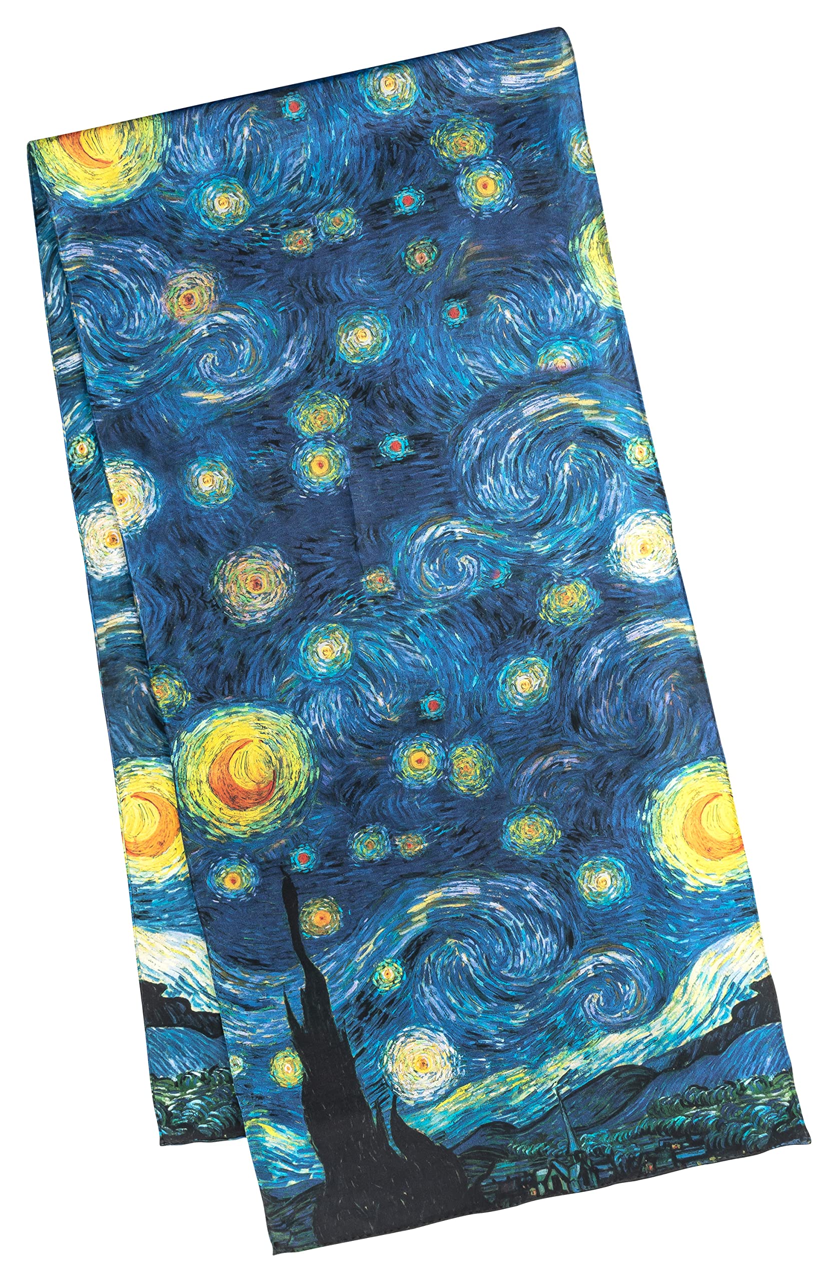 VON LILIENFELD® Foulard Soie Vincent van Gogh Nuit étoilée Écharpe Cache-Nez Art