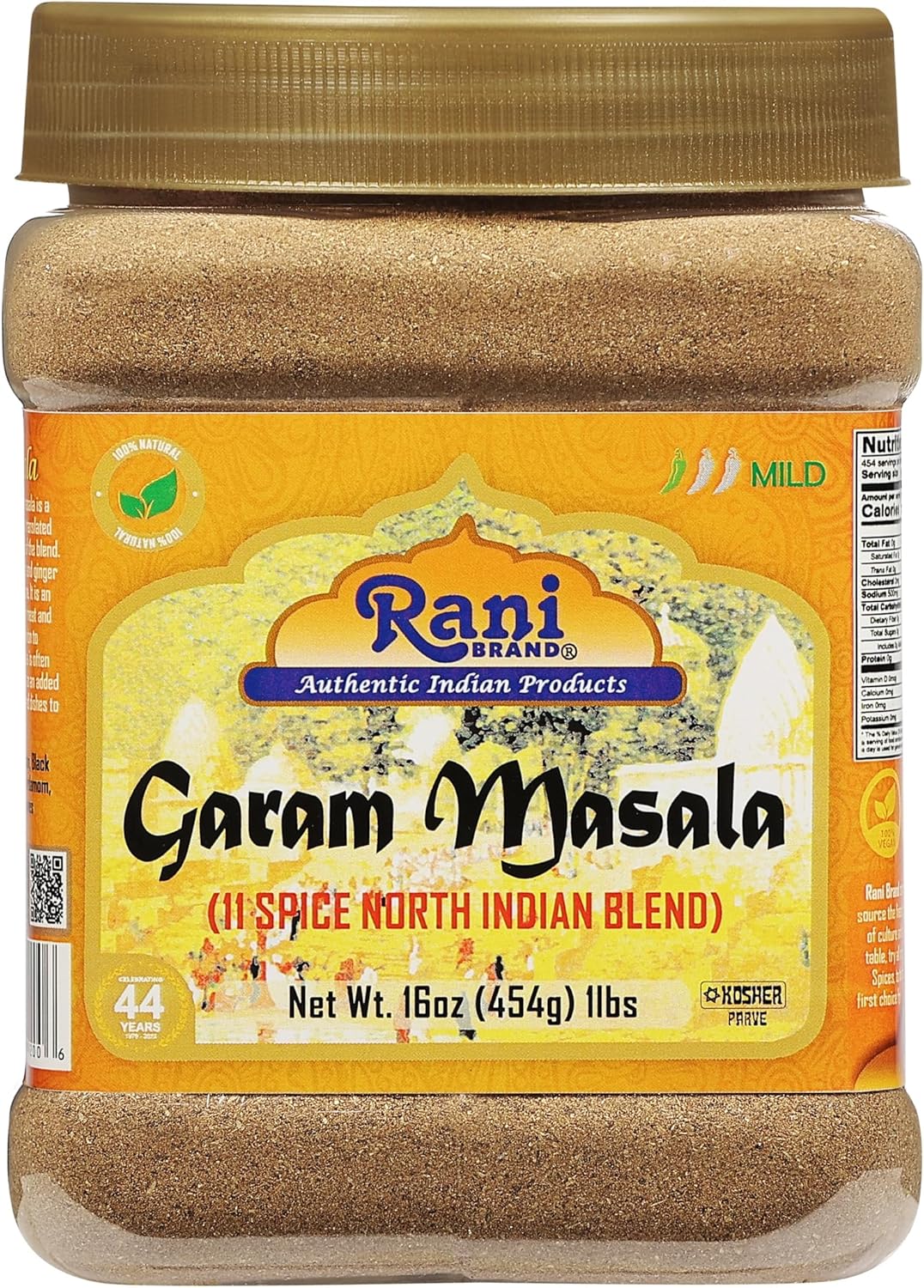 Rani Garam Masala Indian 11Spice Blend 16oz (1lb) 454g PET Jar All Natural, SaltFree Vegan