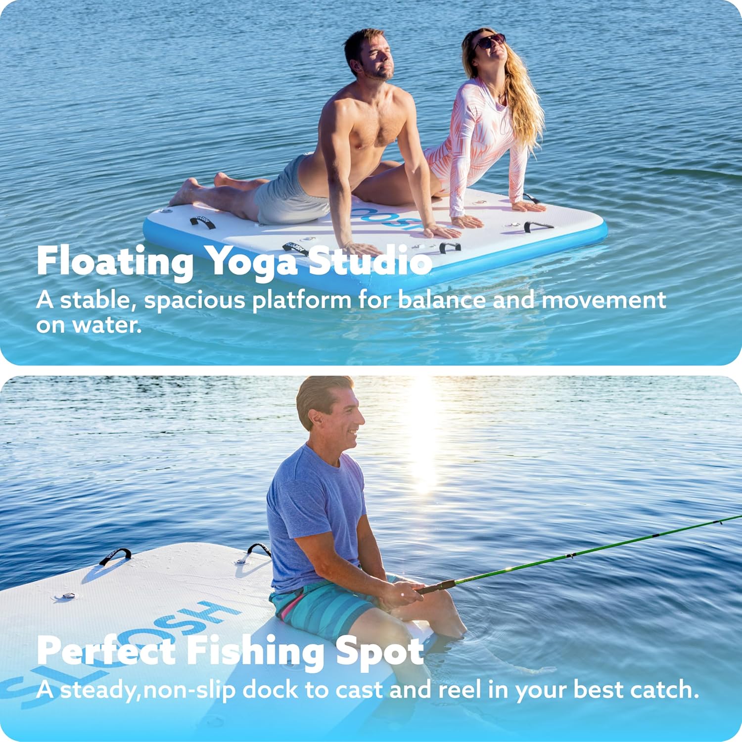 SLOOSH Inflatable Floating Dock, Inflatable Dock Floating Platform, Portable Air Dock Platform Fit for Pool, Lake, Beach with Non-Slip Surface