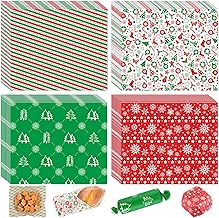 PLULON 160 Pcs Christmas Food Basket Liners Wax Paper for Food Sandwich Wrapping Paper Deli Sheets Christmas Tree Snowflakes Candy Cookies Wraps for Home Kitchen Xmas Holiday Party Decorations